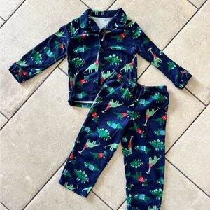 NWT Carter's Winter/Holiday Dinosaur Flannel Pajama Set - Navy and Green